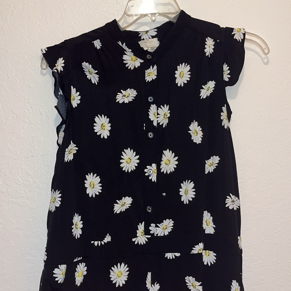 Kate Spade Black Daisy Dot Crepe Romper - Picture 7 of 16